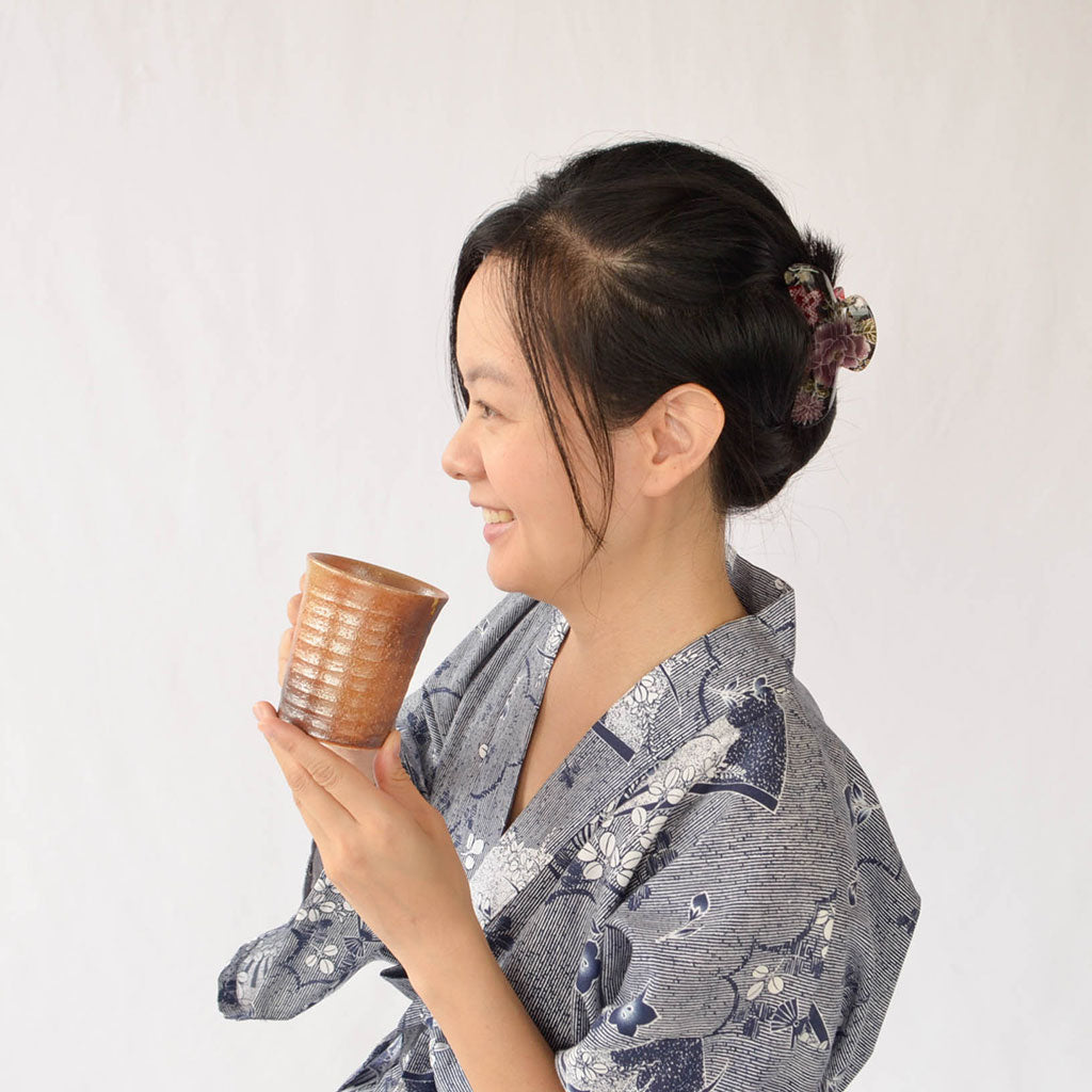 Japanese Yukata Unisex Cotton Knee-length "Folding Fans"