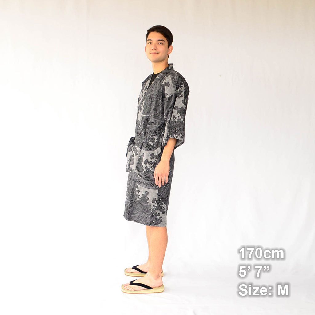 Japanese Yukata Unisex Cotton Knee-length "Wave"
