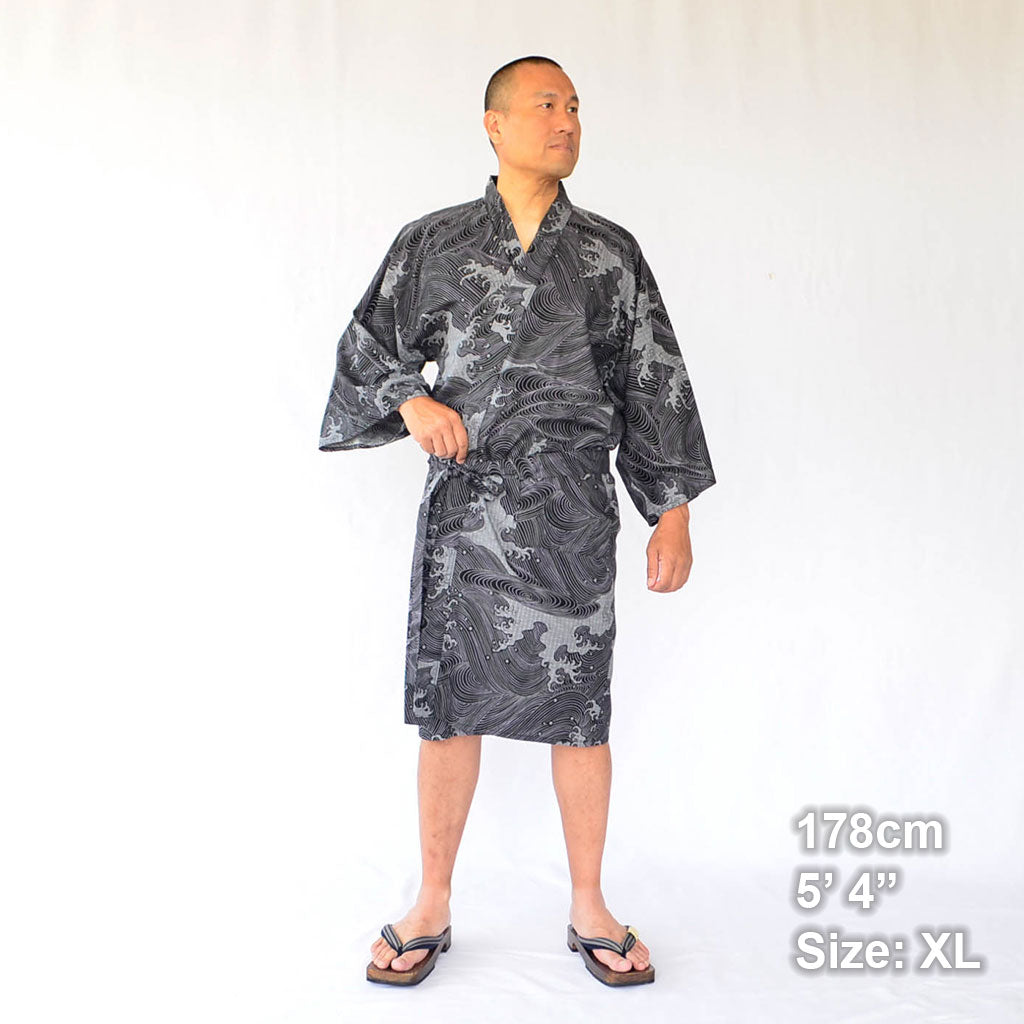 Japanese Yukata Unisex Cotton Knee-length "Wave"