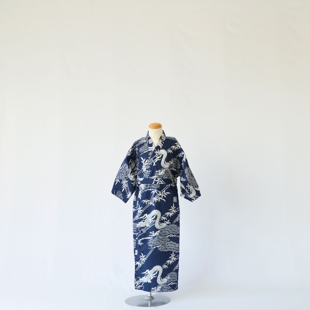 Japanese Yukata Kid's Cotton Pine Bamboo and Dragon