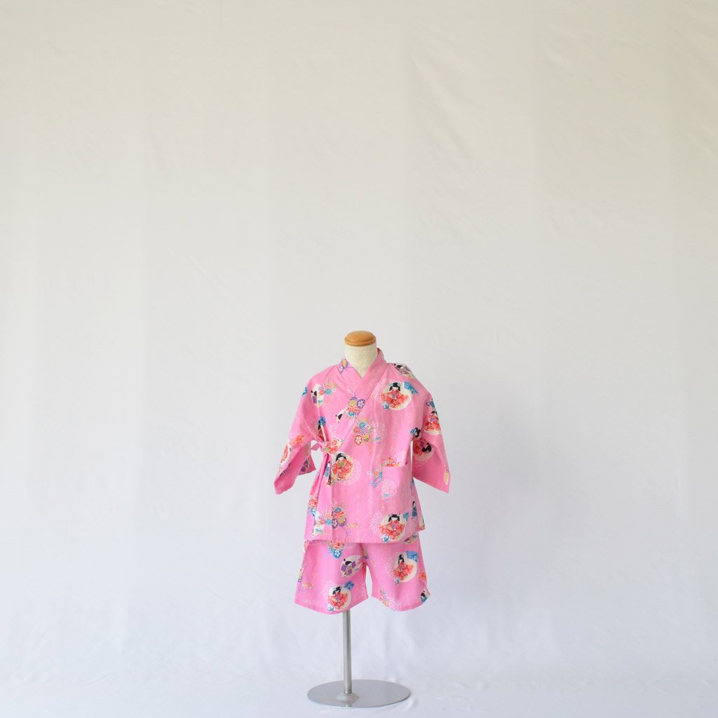 Japanese Jinbei Kid's Cotton Warabe Pink