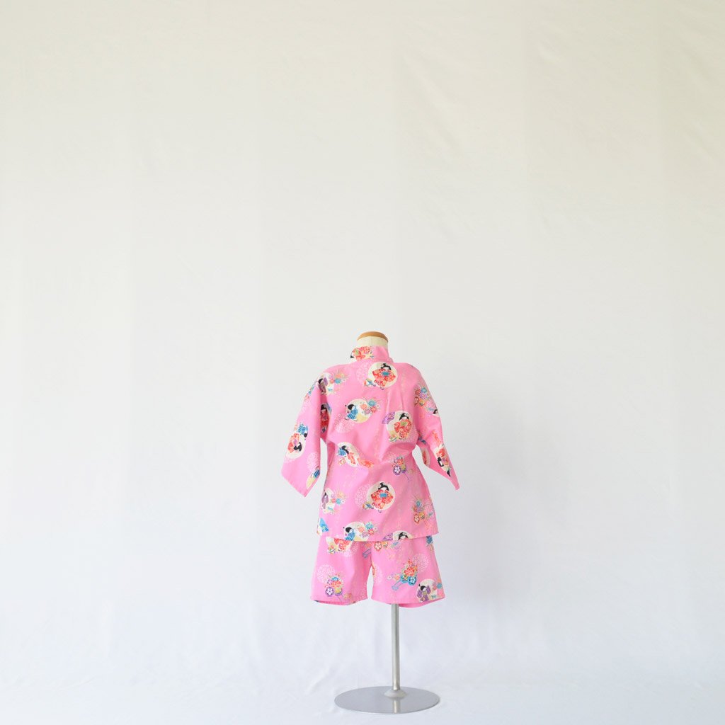 Japanese Jinbei Kid's Cotton Warabe Pink