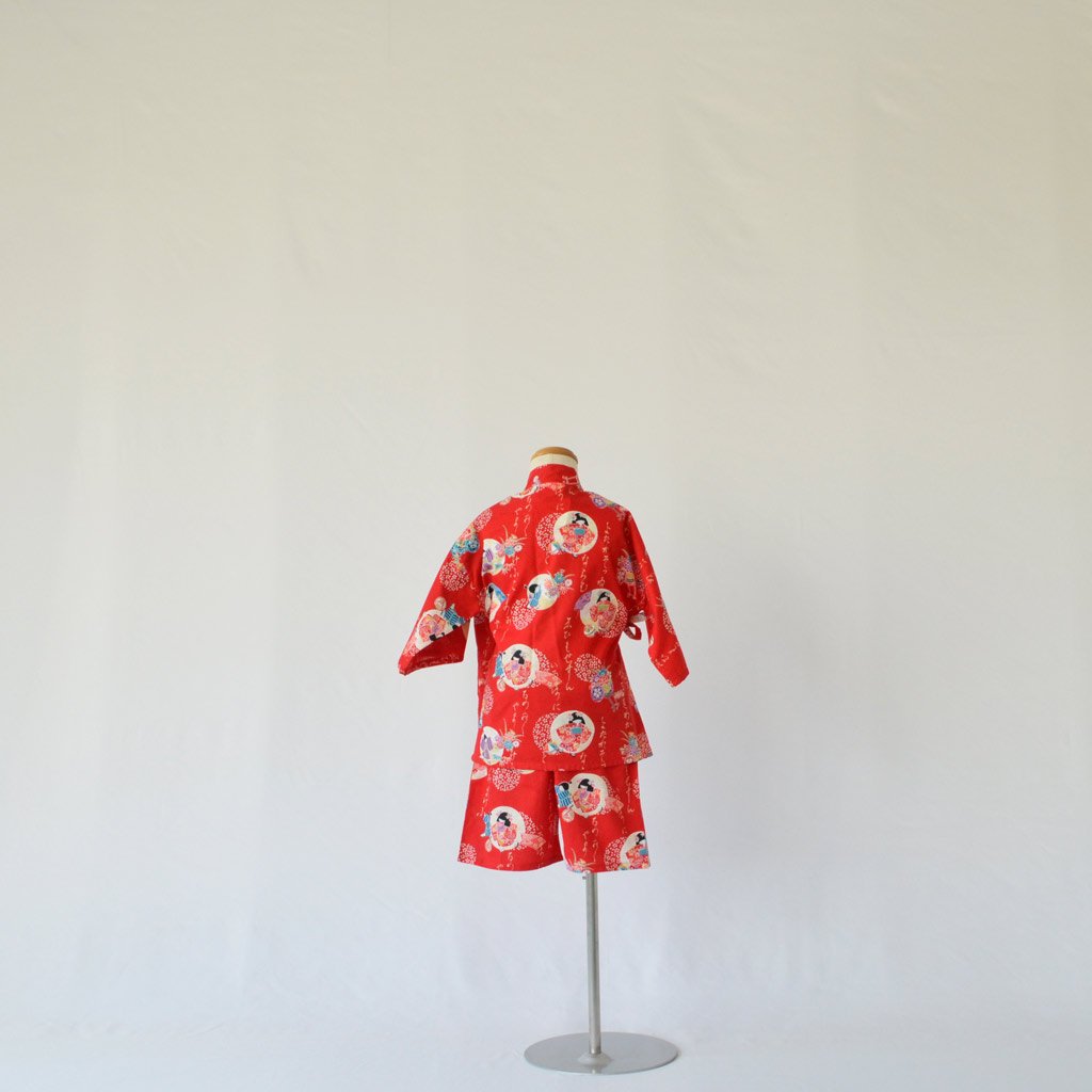 Japanese Jinbei Kid's Cotton Warabe Red