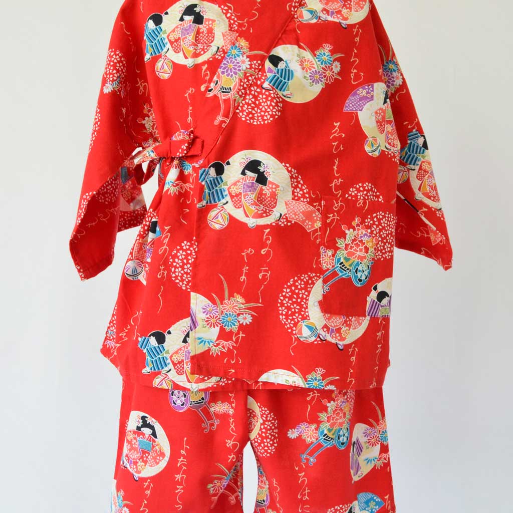 Japanese Jinbei Kid's Cotton Warabe Red
