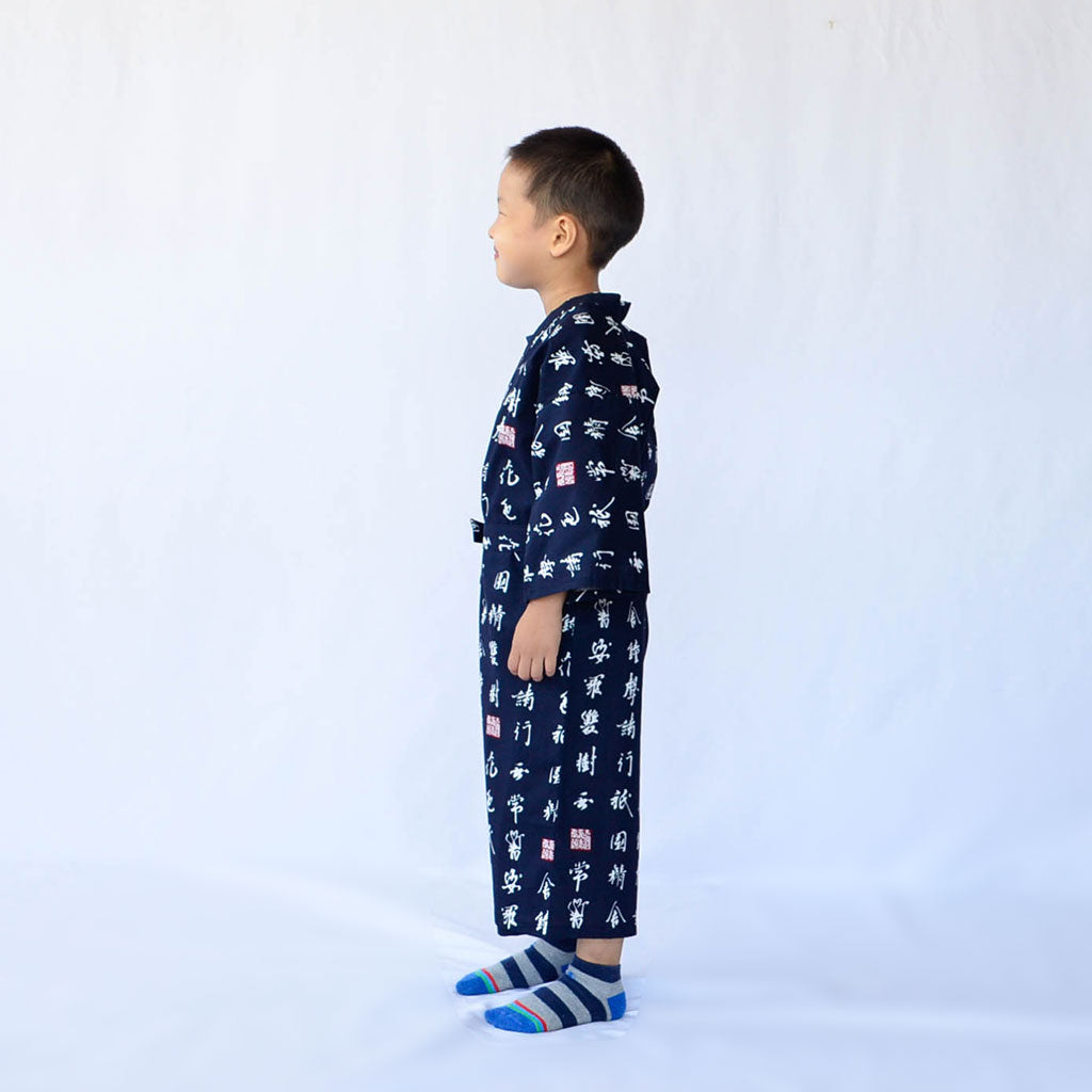 Japanese Yukata Kid's Cotton Characters Navy
