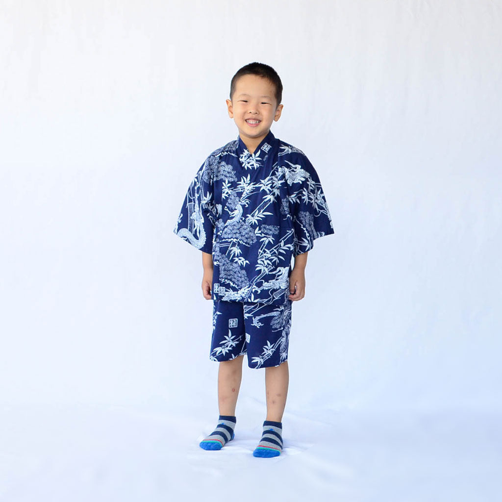 Japanese Jinbei Kid's Cotton Pine Bamboo and Dragon