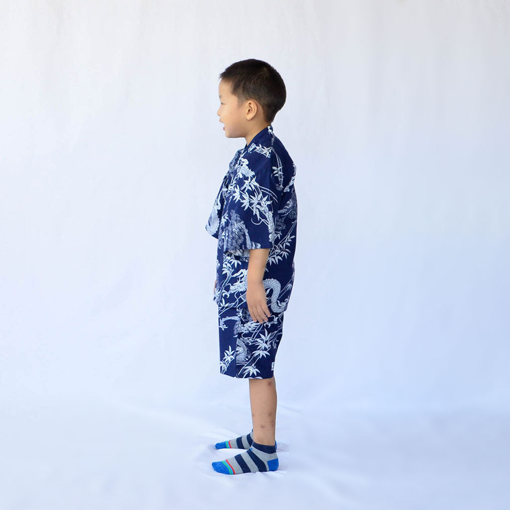 Japanese Jinbei Kid's Cotton Pine Bamboo and Dragon