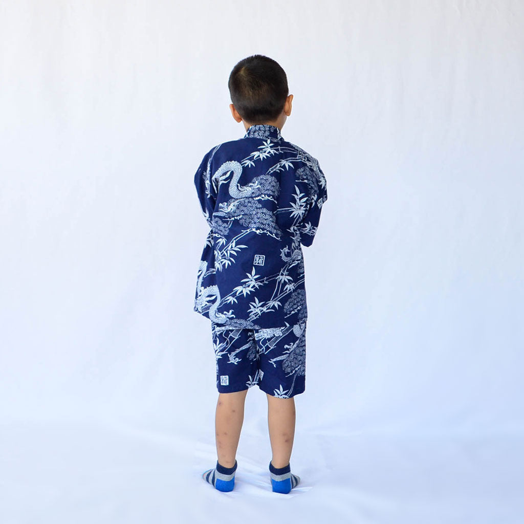 Japanese Jinbei Kid's Cotton Pine Bamboo and Dragon