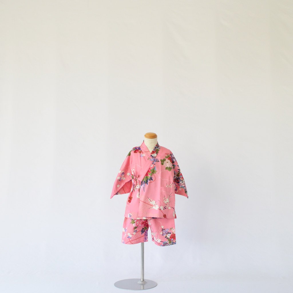 Japanese Jinbei Kid's Cotton "Flower" Pink