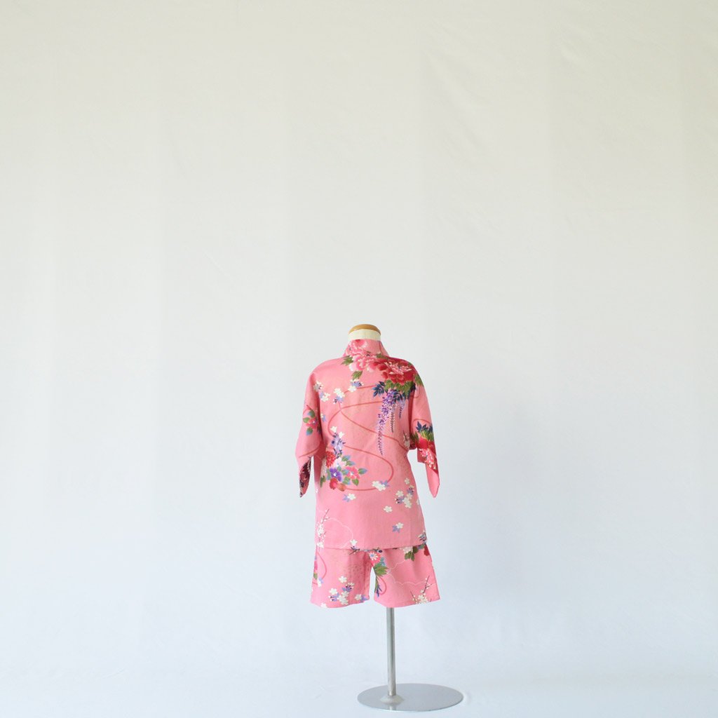 Japanese Jinbei Kid's Cotton "Flower" Pink