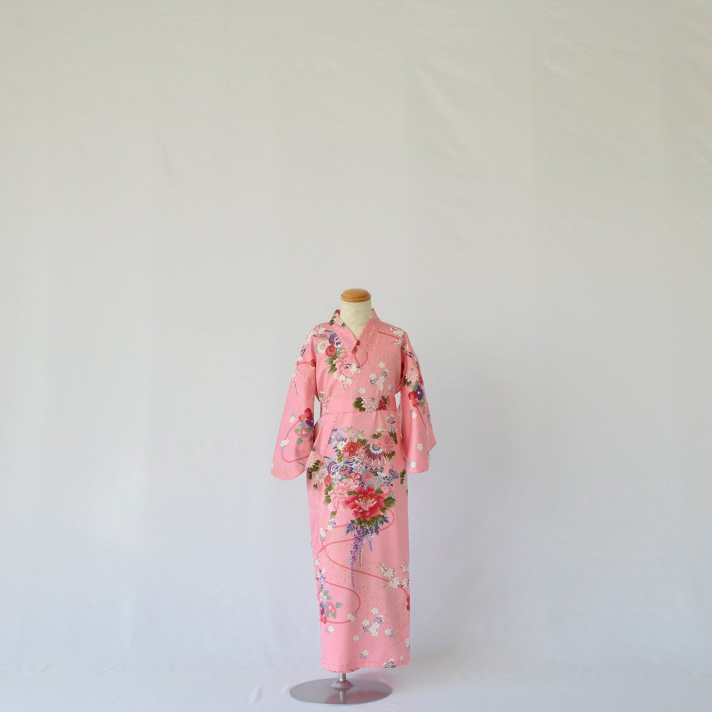 Japanese Kimono Kid's Cotton "Flower" Pink