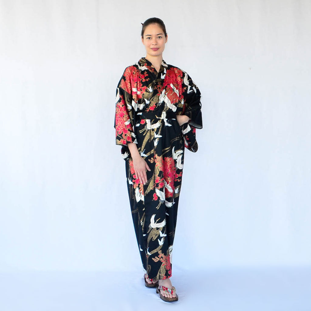Japanese Kimono Women's Cotton "Crane"