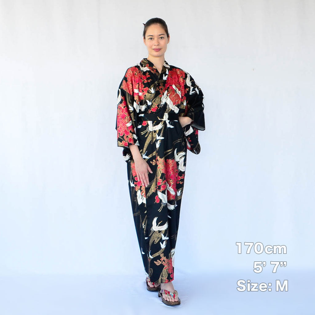 Japanese Kimono Women's Cotton "Crane"