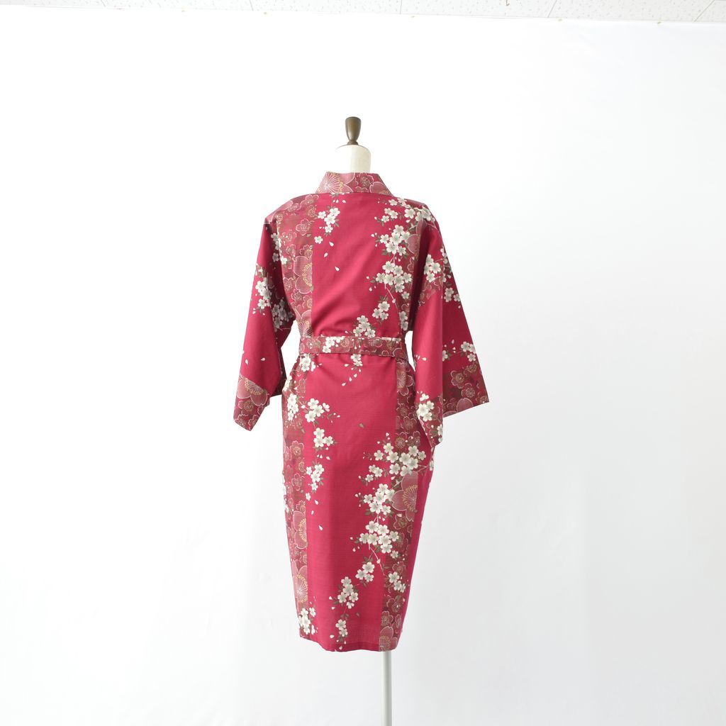Japanese Kimono Women's Cotton Knee-length "Cherry blossoms"