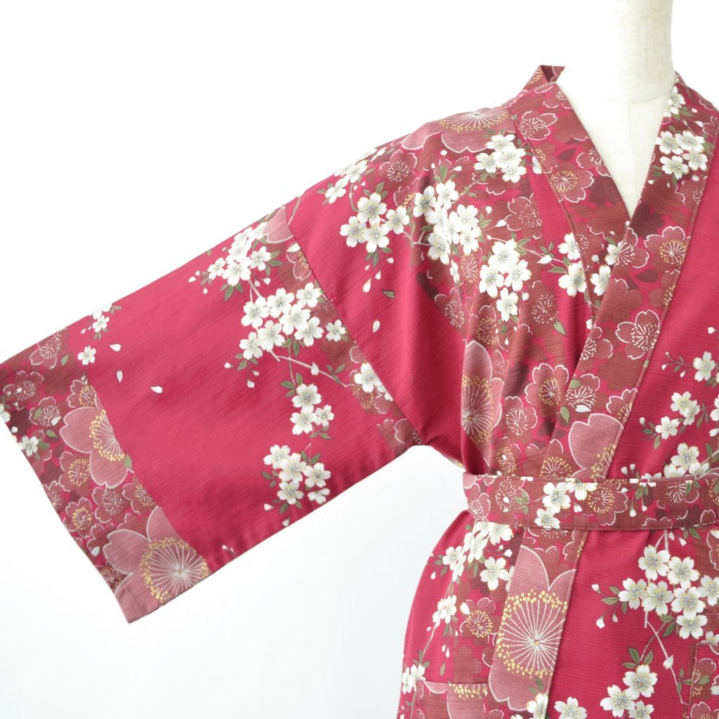 Japanese Kimono Women's Cotton Knee-length "Cherry blossoms"