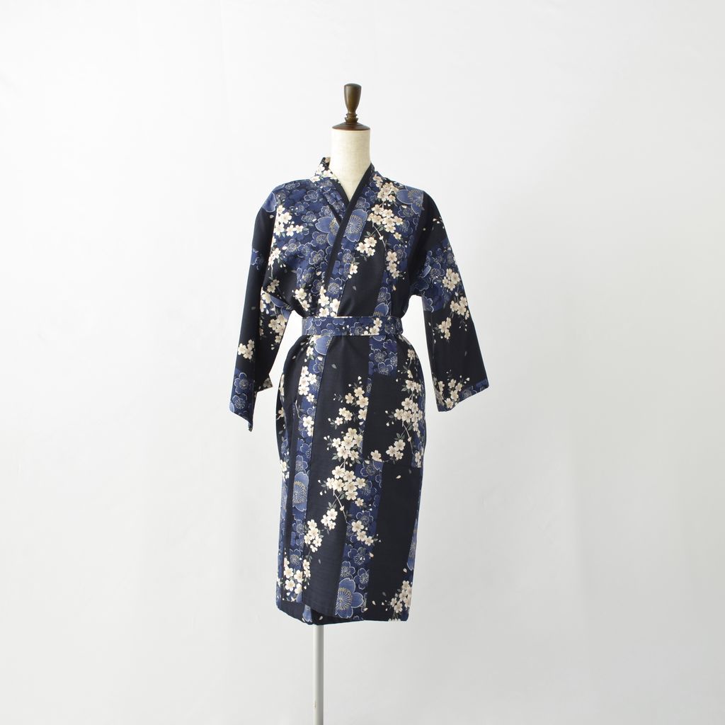 Japanese Kimono Women's Cotton Knee-length "Cherry blossoms"
