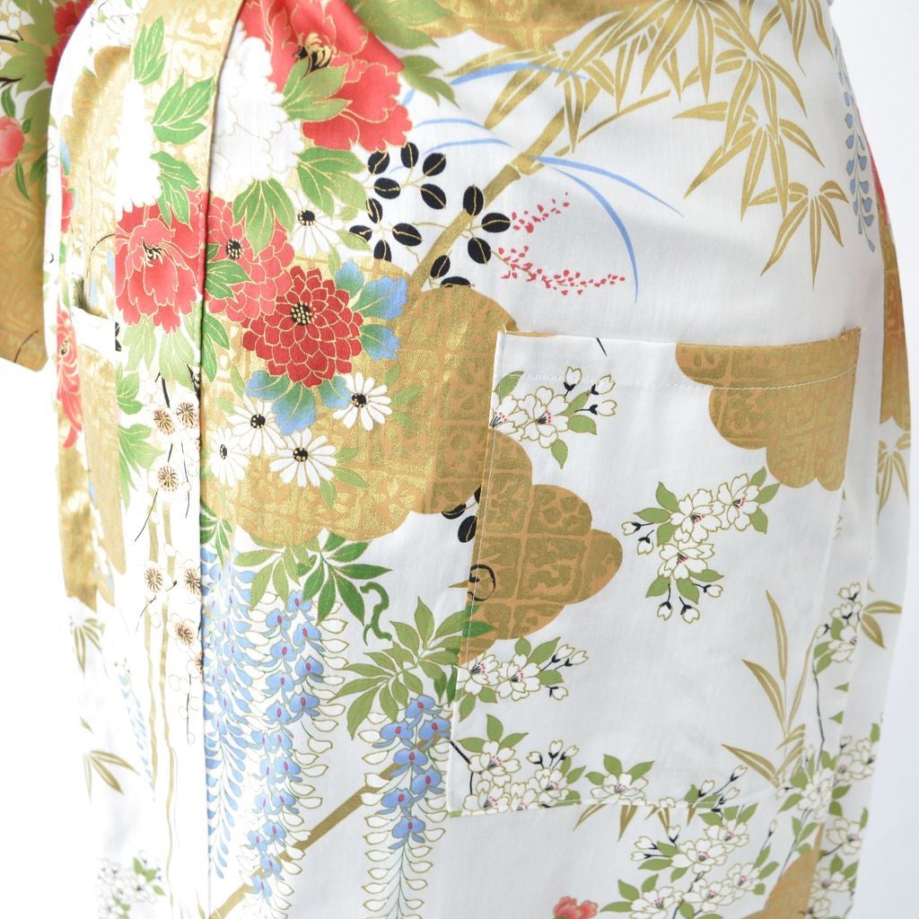 Japanese Kimono Women's Cotton Knee-length "Bamboo & Peony"