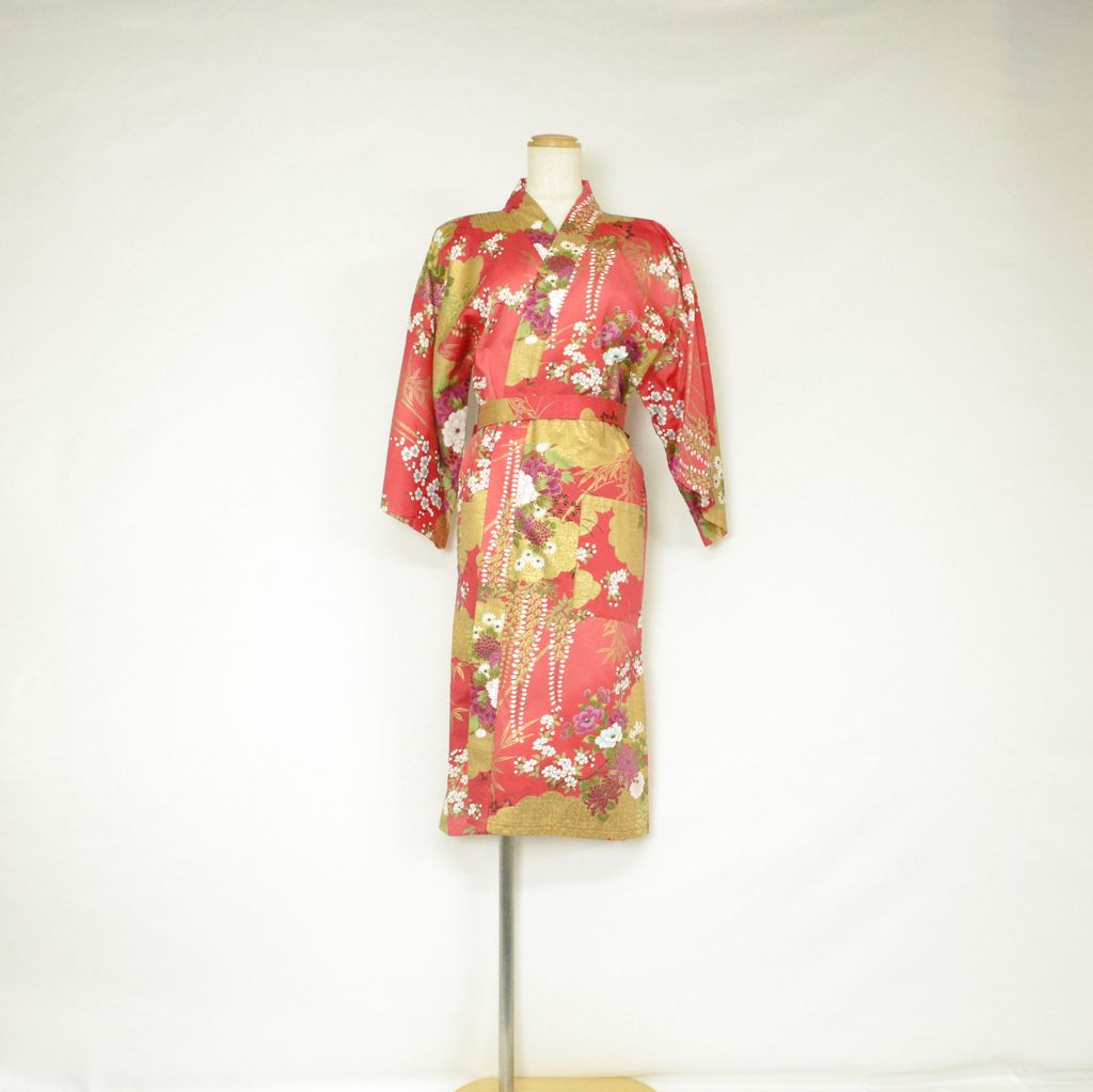 Japanese Kimono Women's Cotton Knee-length "Bamboo & Peony"