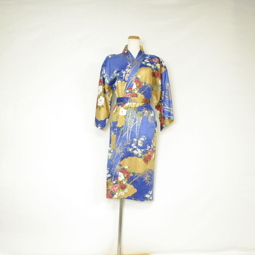 Japanese Kimono Women's Cotton Knee-length "Bamboo & Peony"
