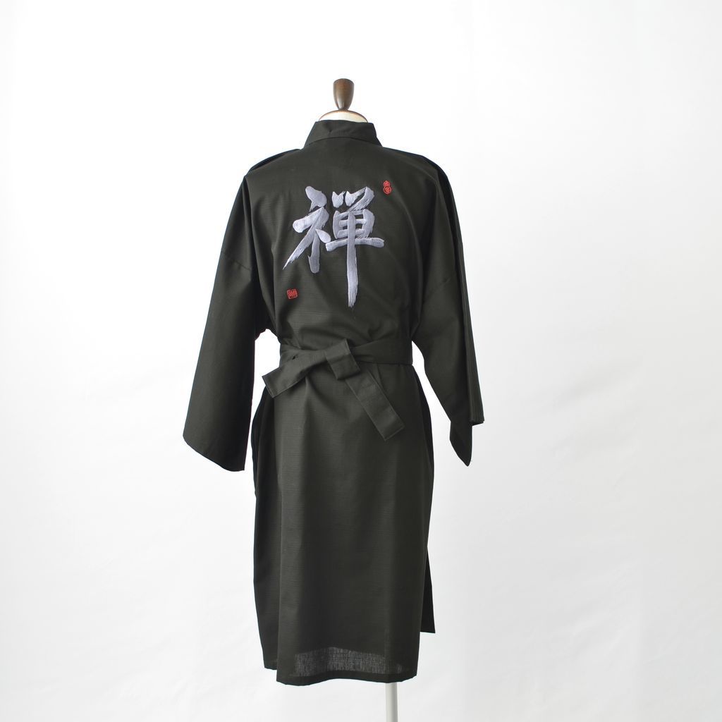Japanese Kimono Men’s Cotton Knee-length "Zen" Embroidery