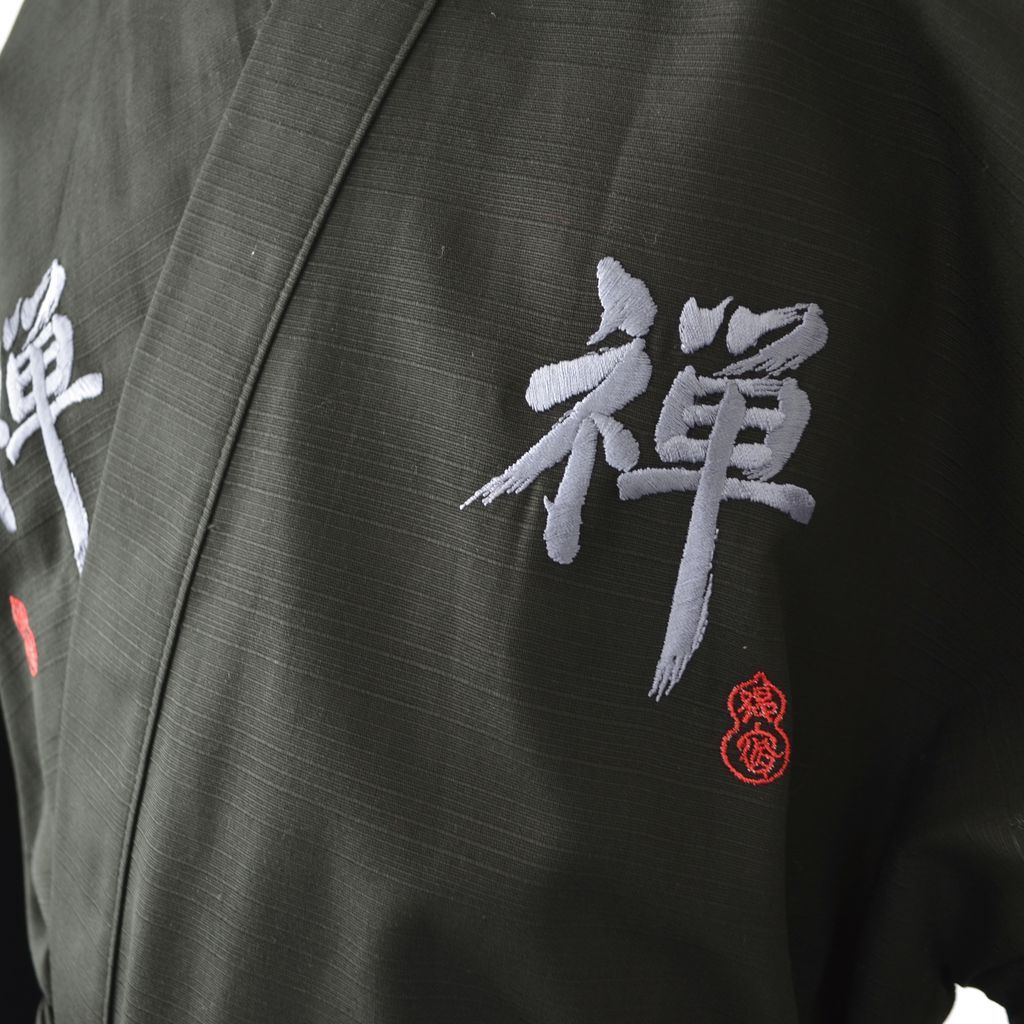 Japanese Kimono Men’s Cotton Knee-length "Zen" Embroidery