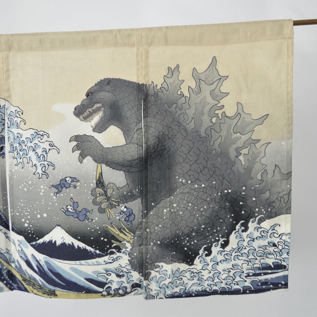 Godzilla Noren "Thirty-six views of Mount Fuji and Kaiju"