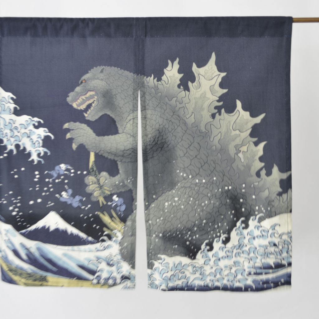 Godzilla Noren "Thirty-six views of Mount Fuji and Kaiju"