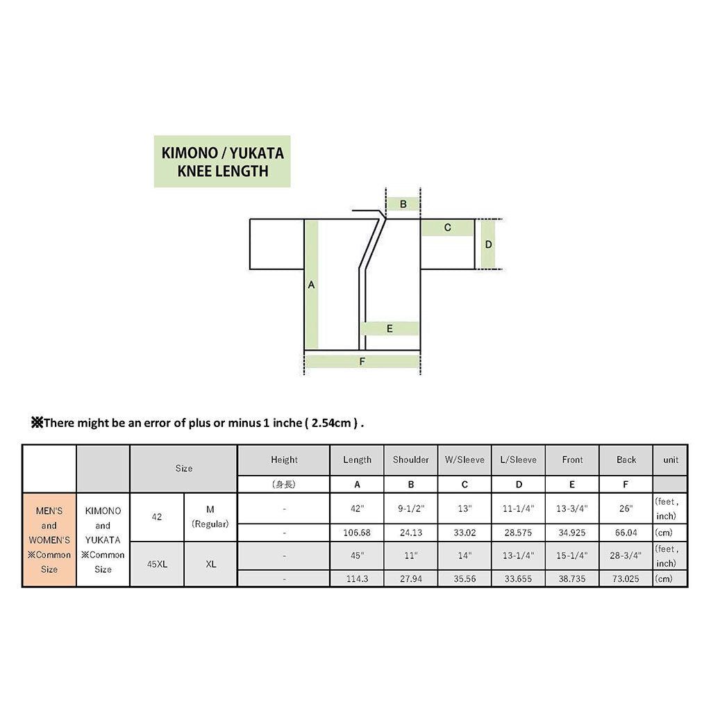 Japanese Yukata Unisex Cotton Knee-length "Colourful Crane"
