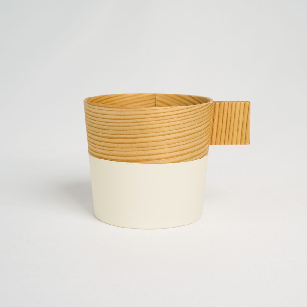 This mug is made of magewappa, a handmade craft.