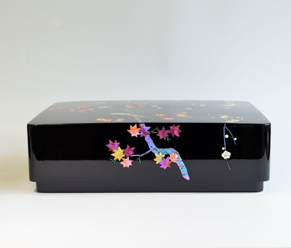 Lacquerware Storage Box with Raden "Flowers and Birds"