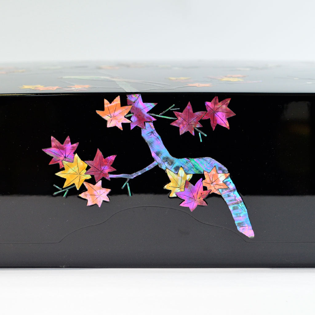 Lacquerware Storage Box with Raden "Flowers and Birds"