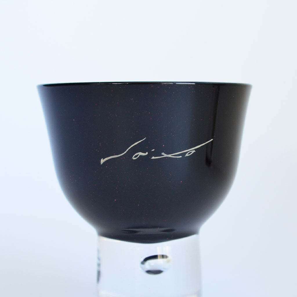 Aizu Lacquerware Maki-e Glass Sake Cup"Wild Cherry Blossom"