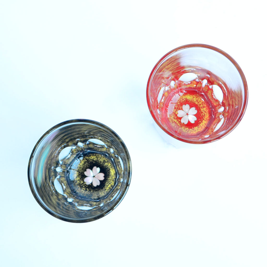 Raden Sake Shot Glass "Golden Cherry Blossoms