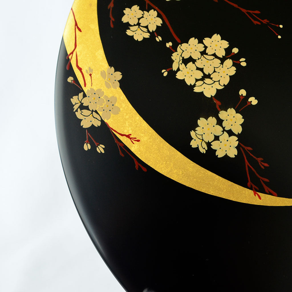 Lacquerware Decorative Plate "Moon and Flowers in Winter" Size 10.0