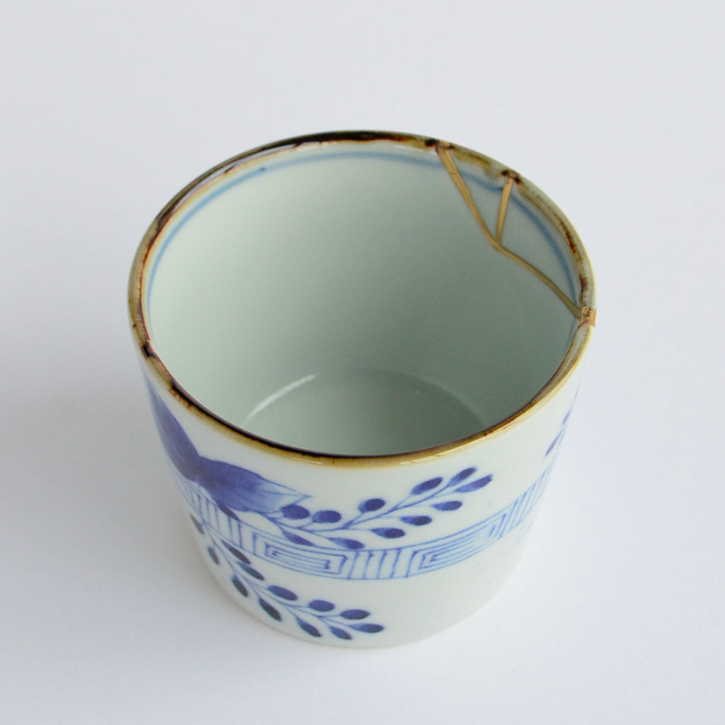 Imari Ware Shoba-choko Cup with Gold Lining "Bush Clover"