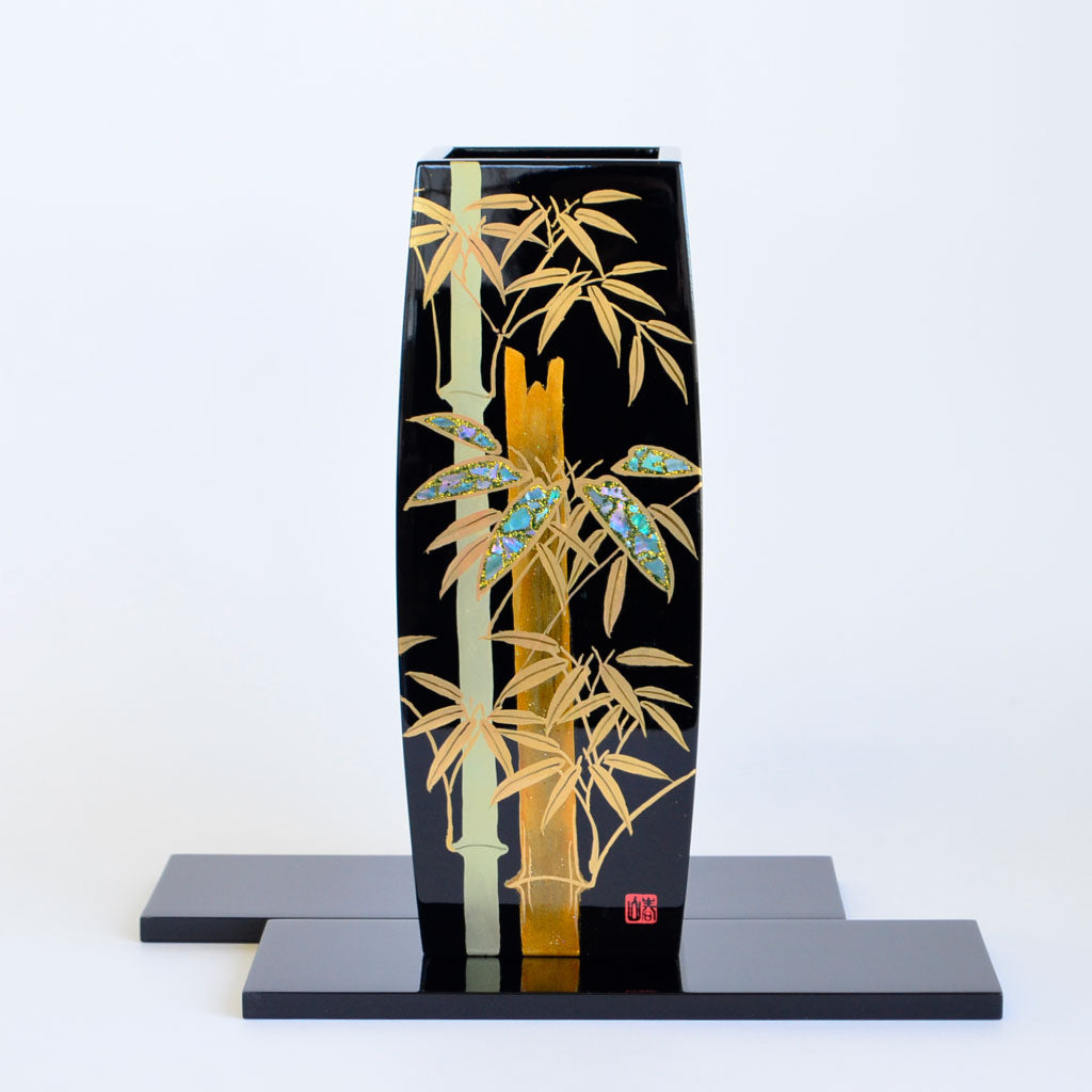 Lacquerware Vase "Bamboo Forest" Maki-e Hand Painting