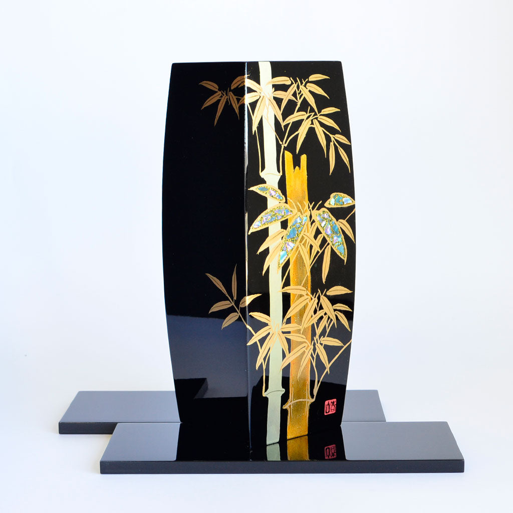 Lacquerware Vase "Bamboo Forest" Maki-e Hand Painting