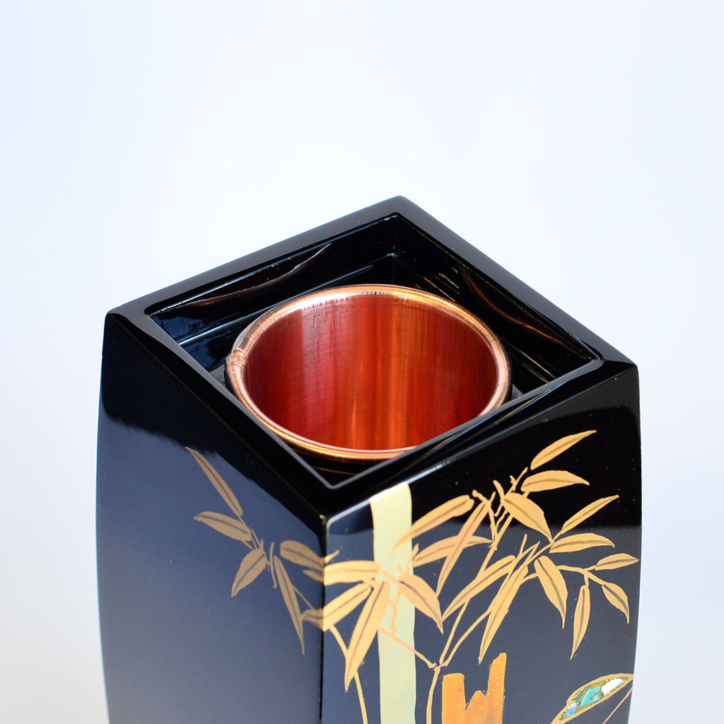 Lacquerware Vase "Bamboo Forest" Maki-e Hand Painting