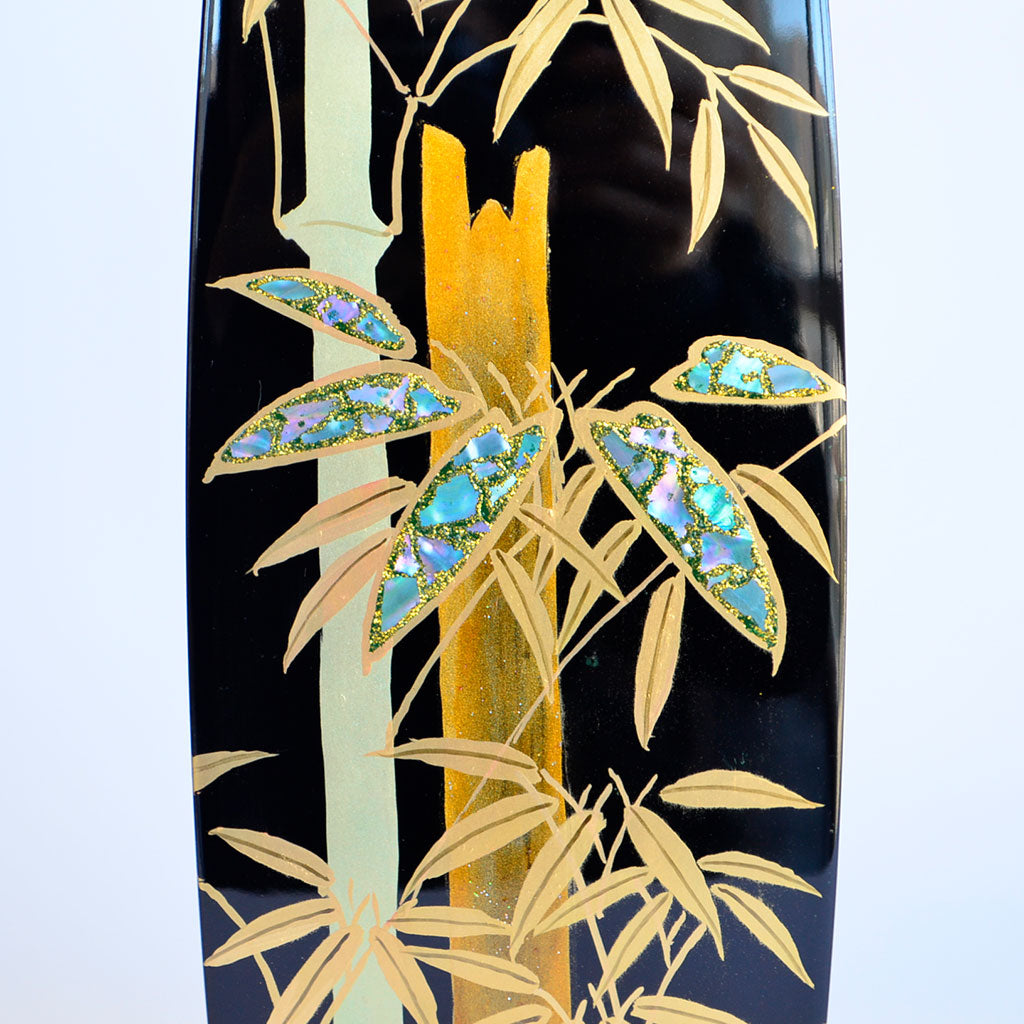 Lacquerware Vase "Bamboo Forest" Maki-e Hand Painting