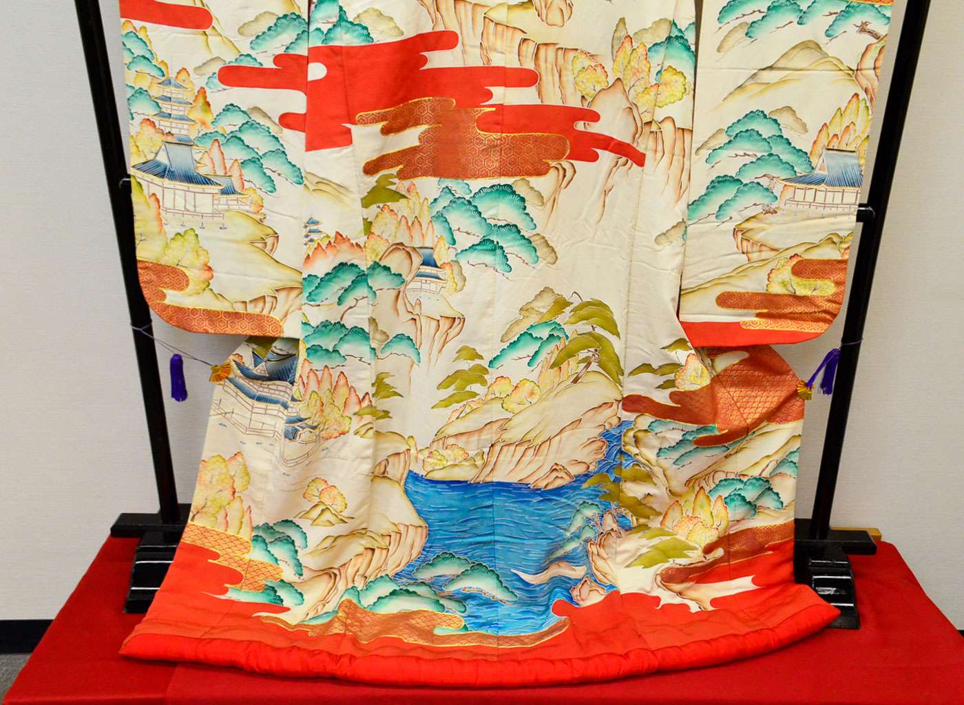 Uchikake Wedding Kimono "Castles and Pine trees" (Antique)