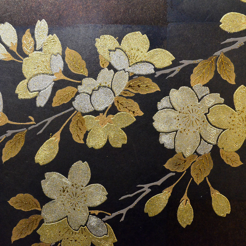 Byobu Folding Screen with 4 Panels KUROBAIHAKU "Cherry blossoms"