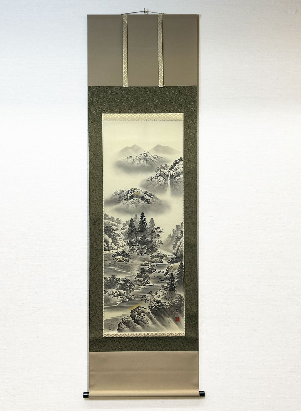 Japanese Hanging Scroll Kakejiku Kyozan Kimura "Shan Shui with the Ancient Four Symbols"