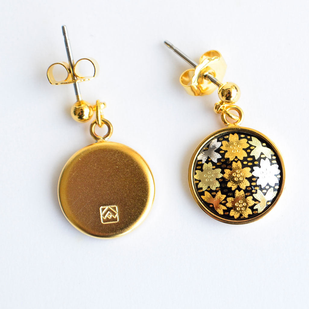 Kyoto Damascene Dungling Earrings Fully Covered With Cherry Blossoms – Diameter: 1.2 cm