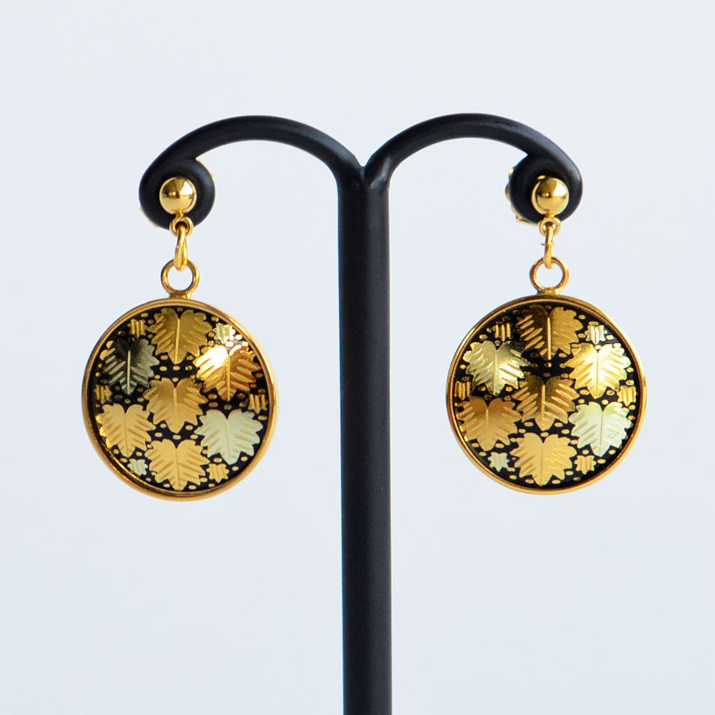 Kyoto Damascene Dungling Earrings Fully Covered With Ivy – Diameter: 1.6 cm