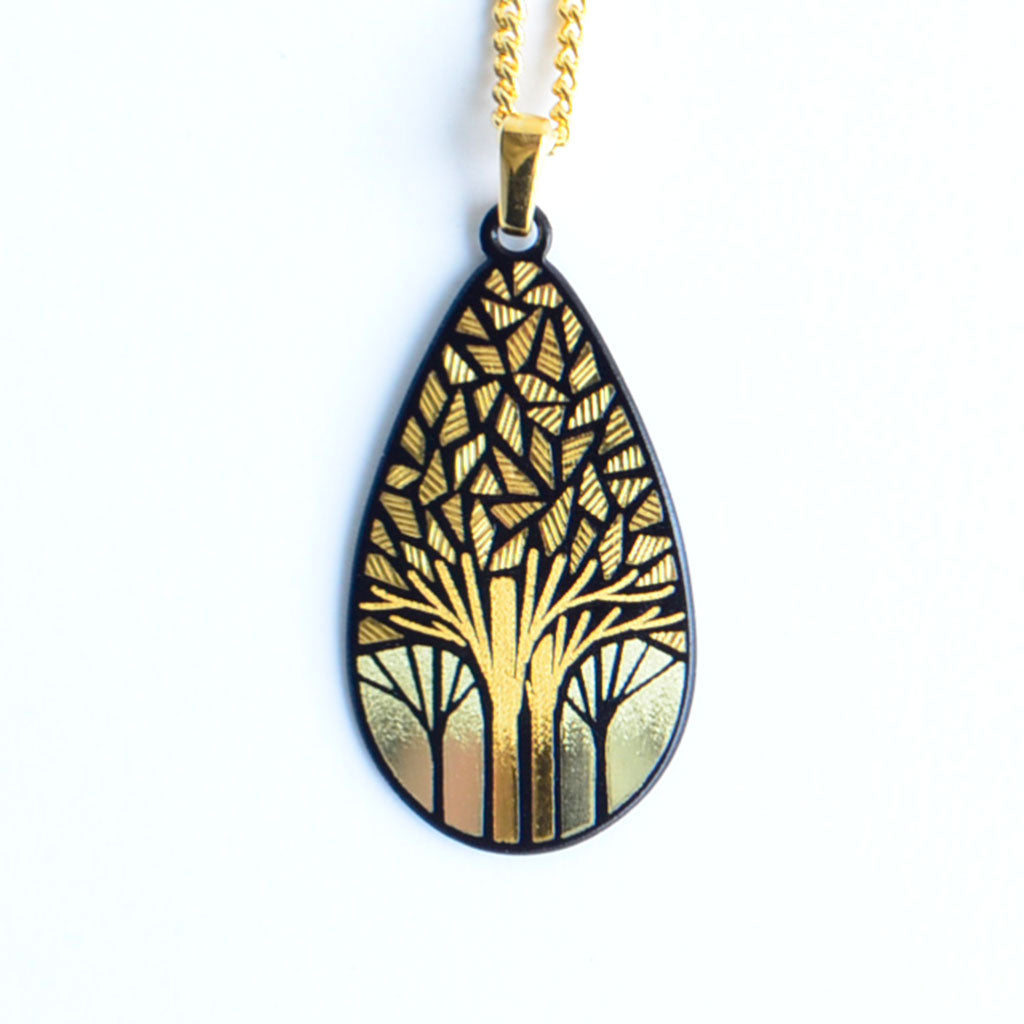 Kyoto Damascene Pendant "Grove" – Drop shape
