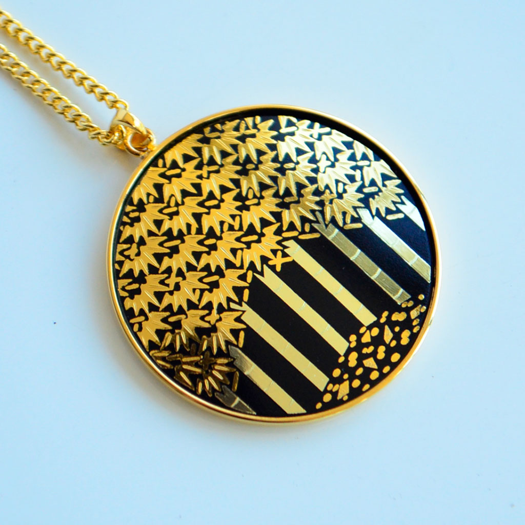 Kyoto Damascene Pendant "Bamboo Forest" – Diameter: 3.0 cm