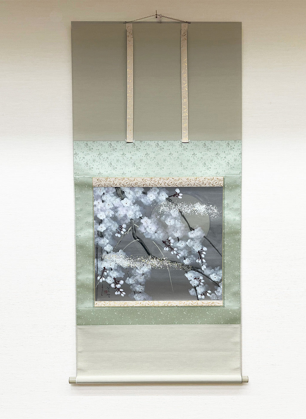 Japanese Hanging Scroll Kakejiku Painted by Shinji Kouno “9. Sakura (Spring Evening)”