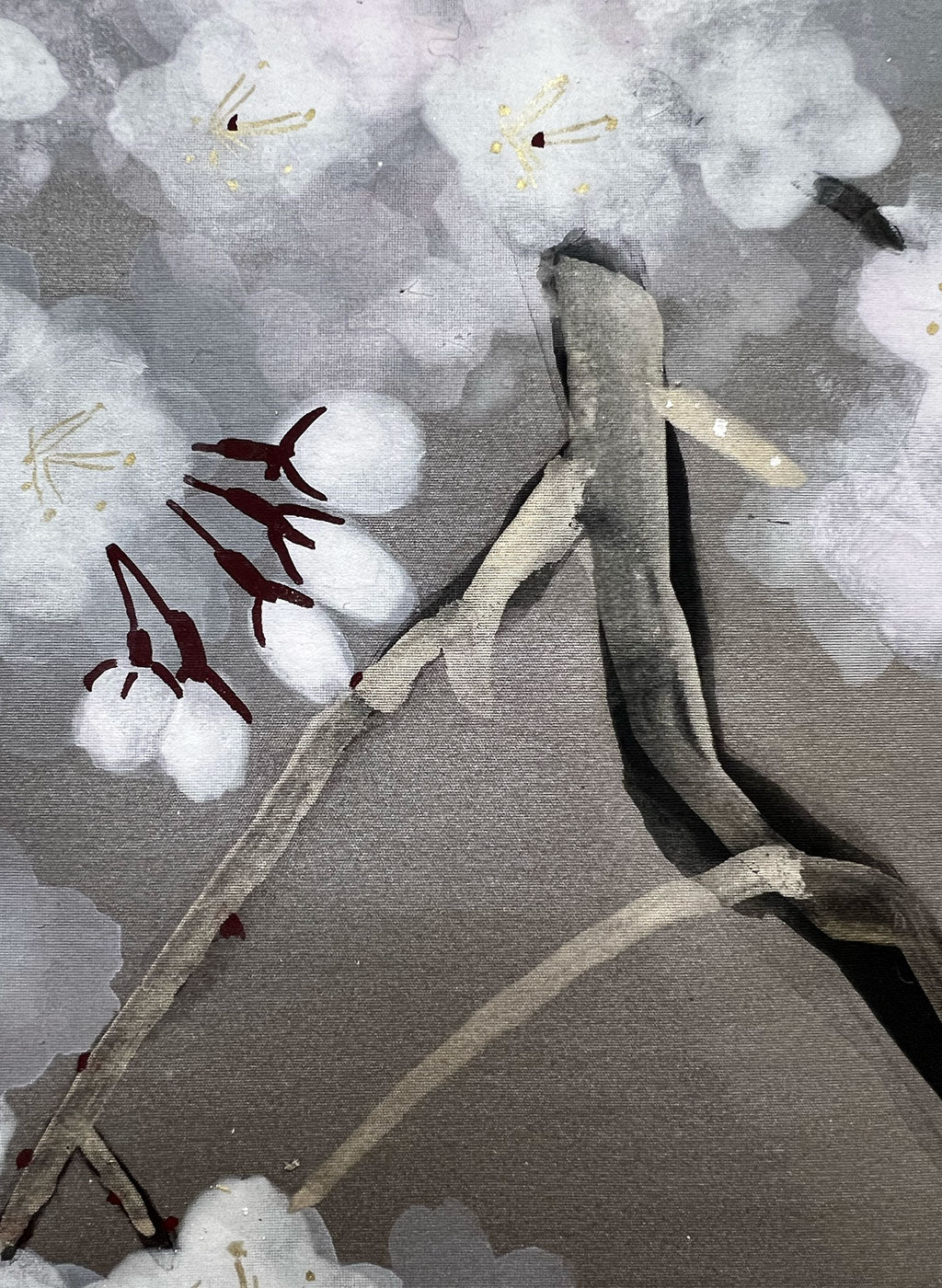 Japanese Hanging Scroll Kakejiku Painted by Shinji Kouno “Sakura (Spring Evening)” (OKJ 109)