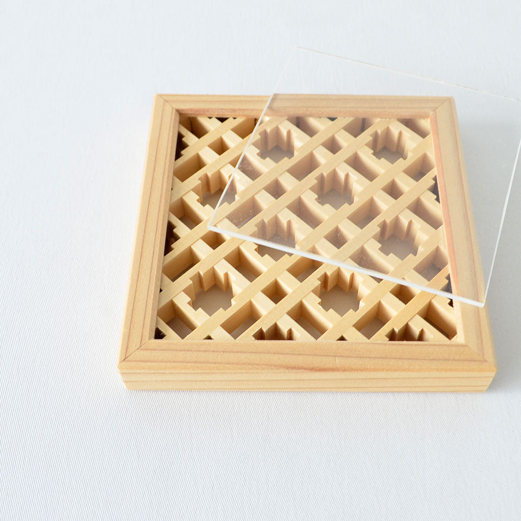 Kumiko Wooden Coasters – Kasuri Pattern (Set of 2)
