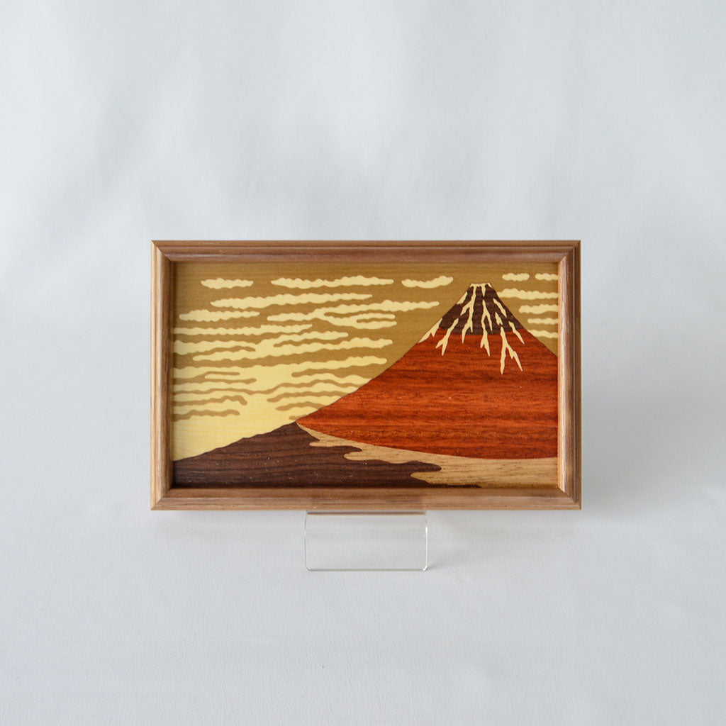 Mokuzogan (Wood Inlay) Small Tray – Mt. Fuji